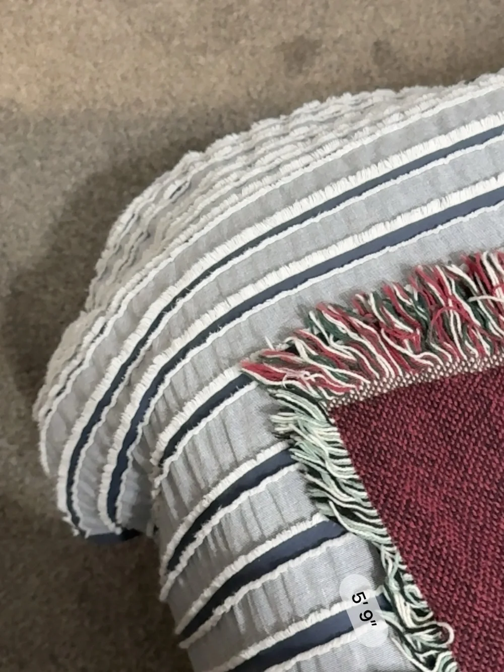 Botanical Herb Woven Tapestry Throw Blanket Burgundy Green Fringe Vintage